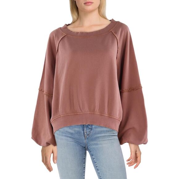 MSRP $98 FREE PEOPLE Womens Cotton Boat Neck Sweatshirt Size S-L SAME DAY SHIP - Picture 1 of 6